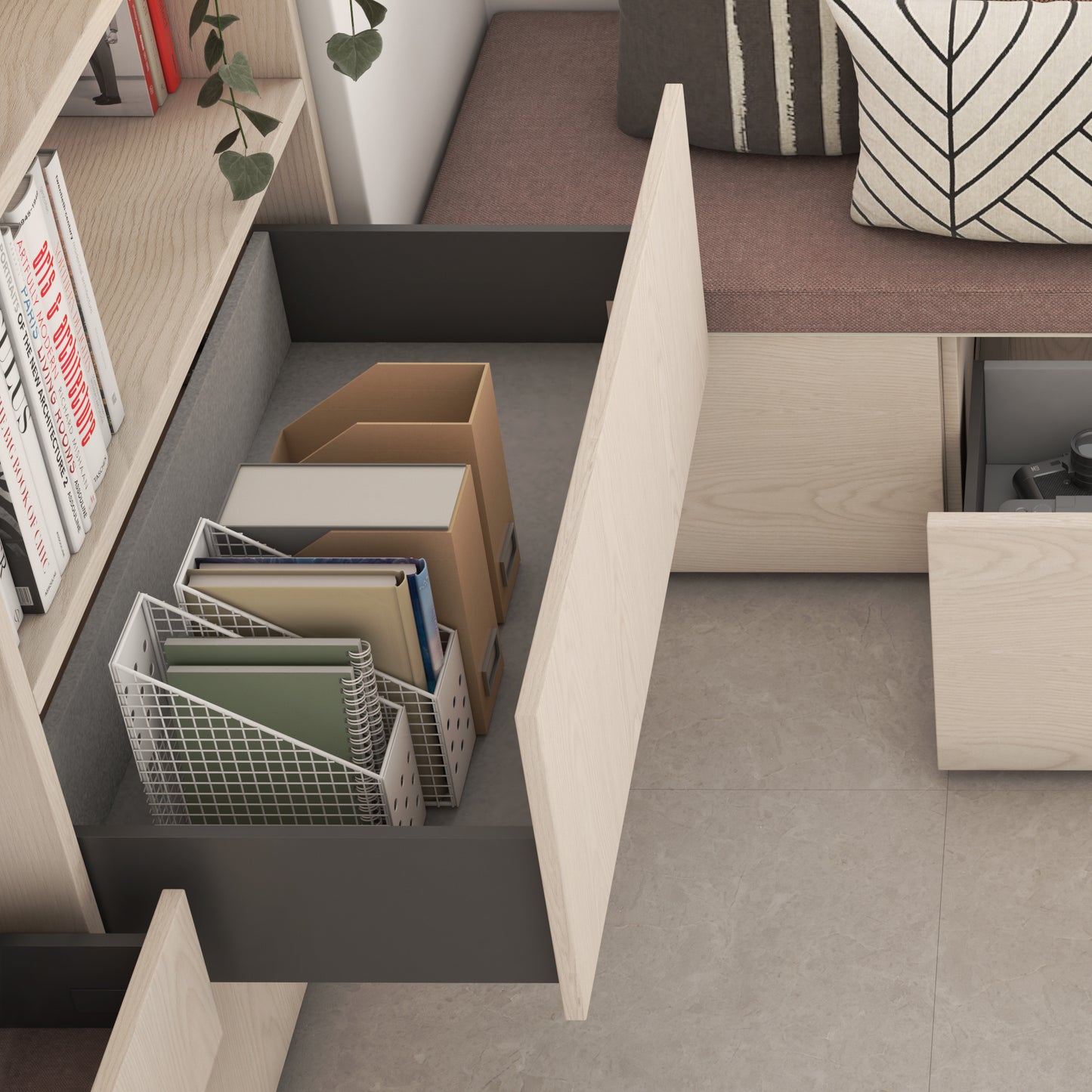Emuca Cassetto esterno Vertex con regolazione 3D altezza 178mm, 40kg, spessore del pannello di 18mm, profondità 400mm, Acciaio, Grigio antracite
