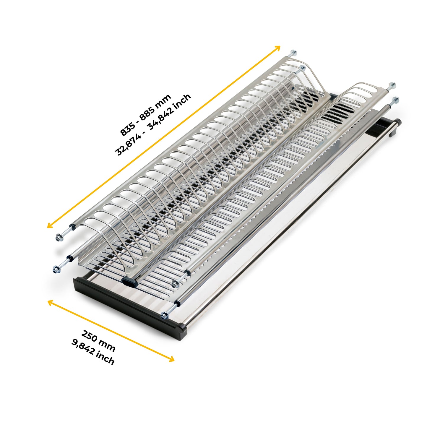 Emuca Scolapiatti acciaio inossidabile Drynox, modulo 900 mm, Acciaio inossidabile