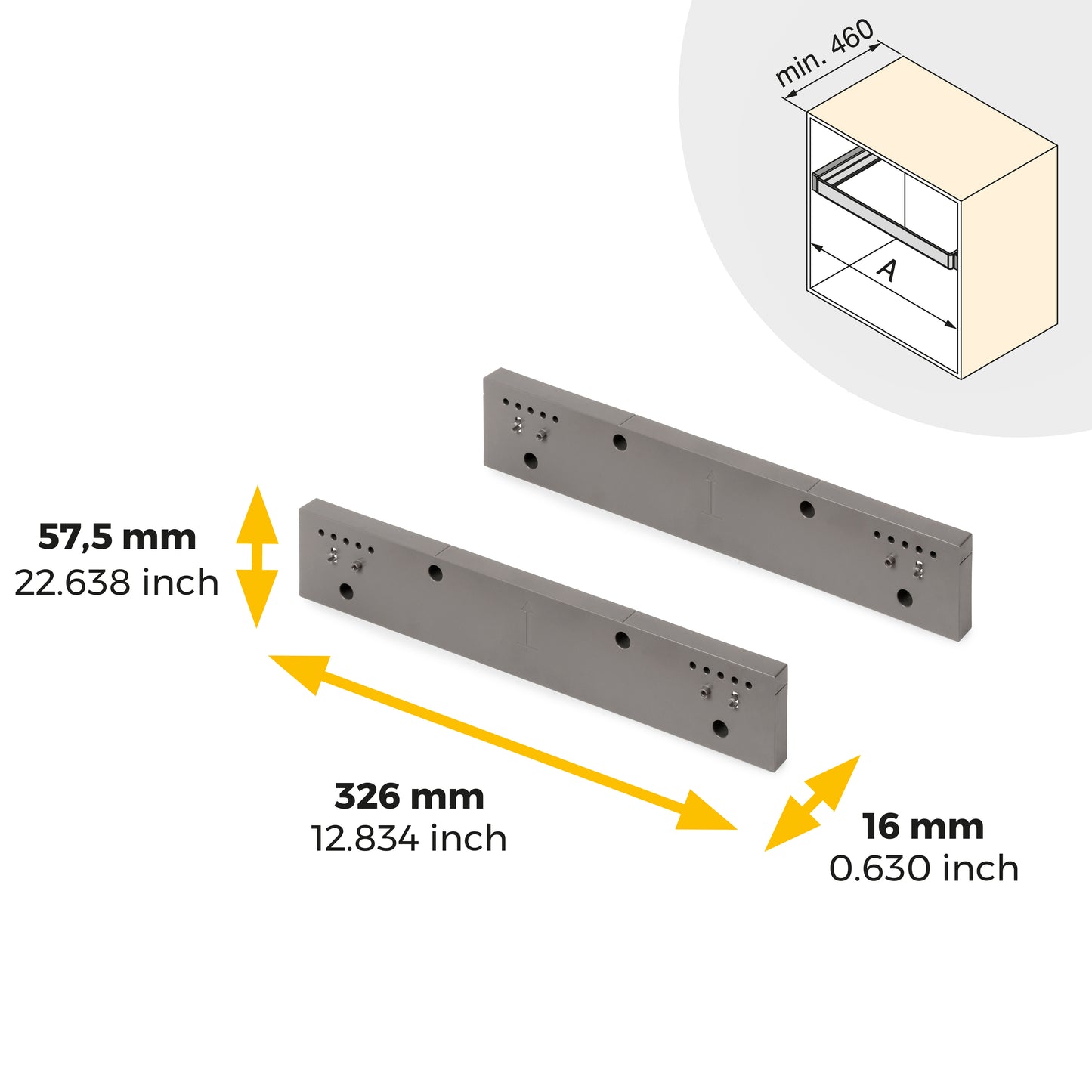 Emuca Set di 2 distanziale laterale per telaio Quartz, Tecnoplastica, Titanio