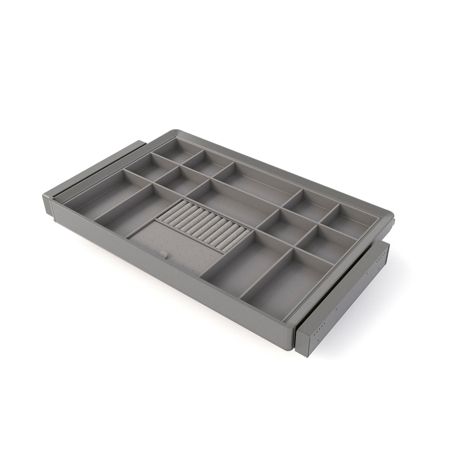 Emuca Kit cassetto organizzatore e telaio regolabile Quartz per armadi, chiusura ammortizzata e estrazione totale, modulo da 80 cm, finitura titanio