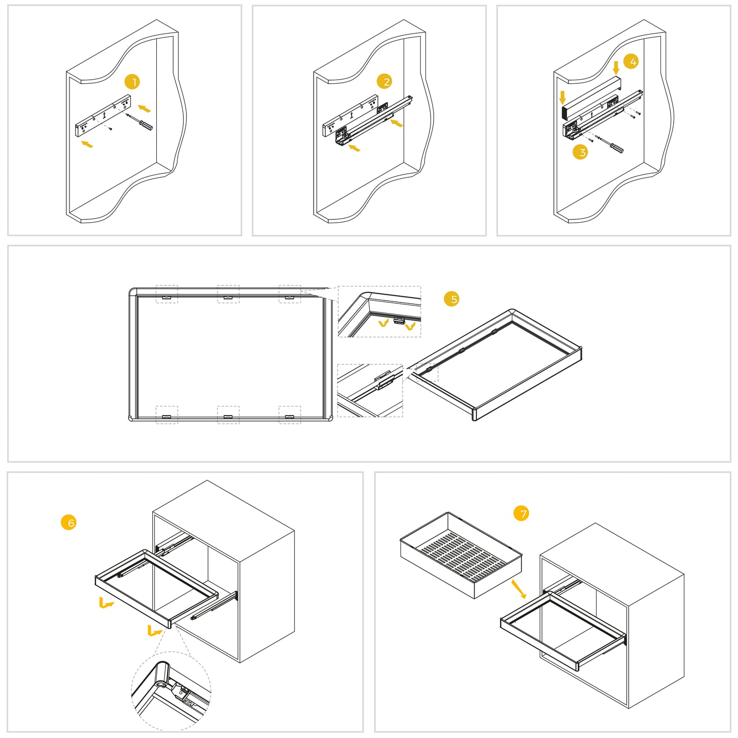 Emuca Kit cassetto metallico e telaio regolabile Quartz per armadi, chiusura ammortizzata e estrazione totale, modulo 80 cm, finitura Titanio
