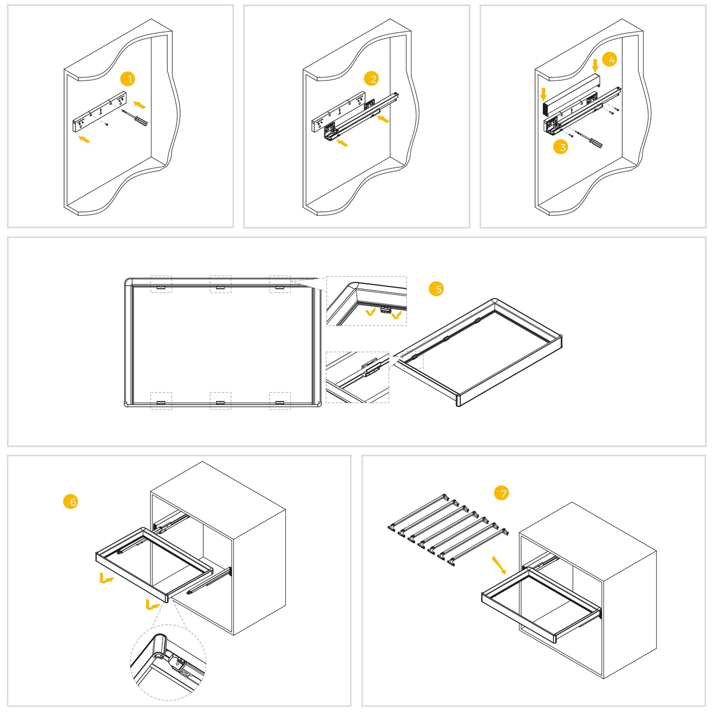 Emuca Kit portapantaloni a 7 aste e telaio regolabile Quartz per armadi, chiusura ammortizzata e estrazione totale, modulo 70 cm, finitura Titanio