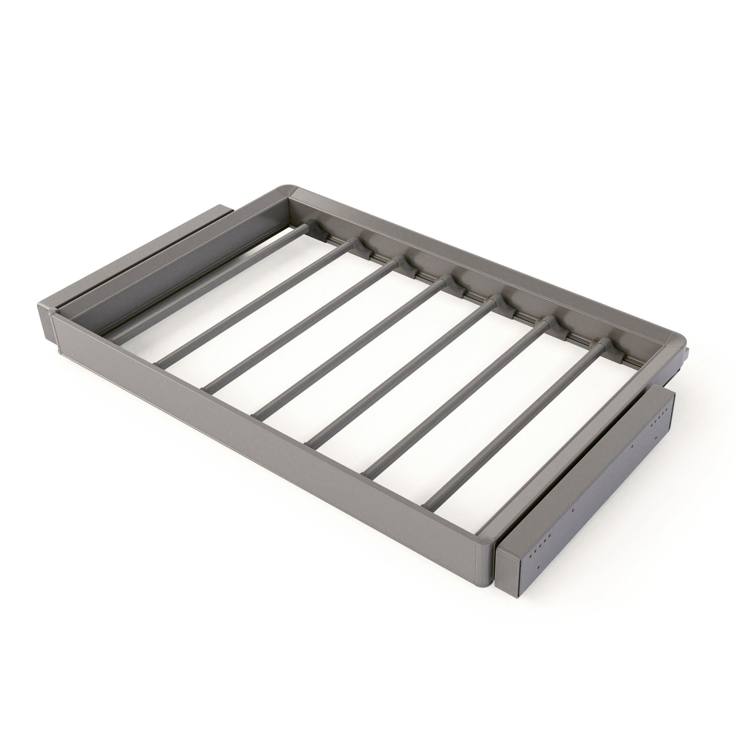 Emuca Kit portapantaloni a 7 aste e telaio regolabile Quartz per armadi, chiusura ammortizzata e estrazione totale, modulo 80 cm, finitura Titanio