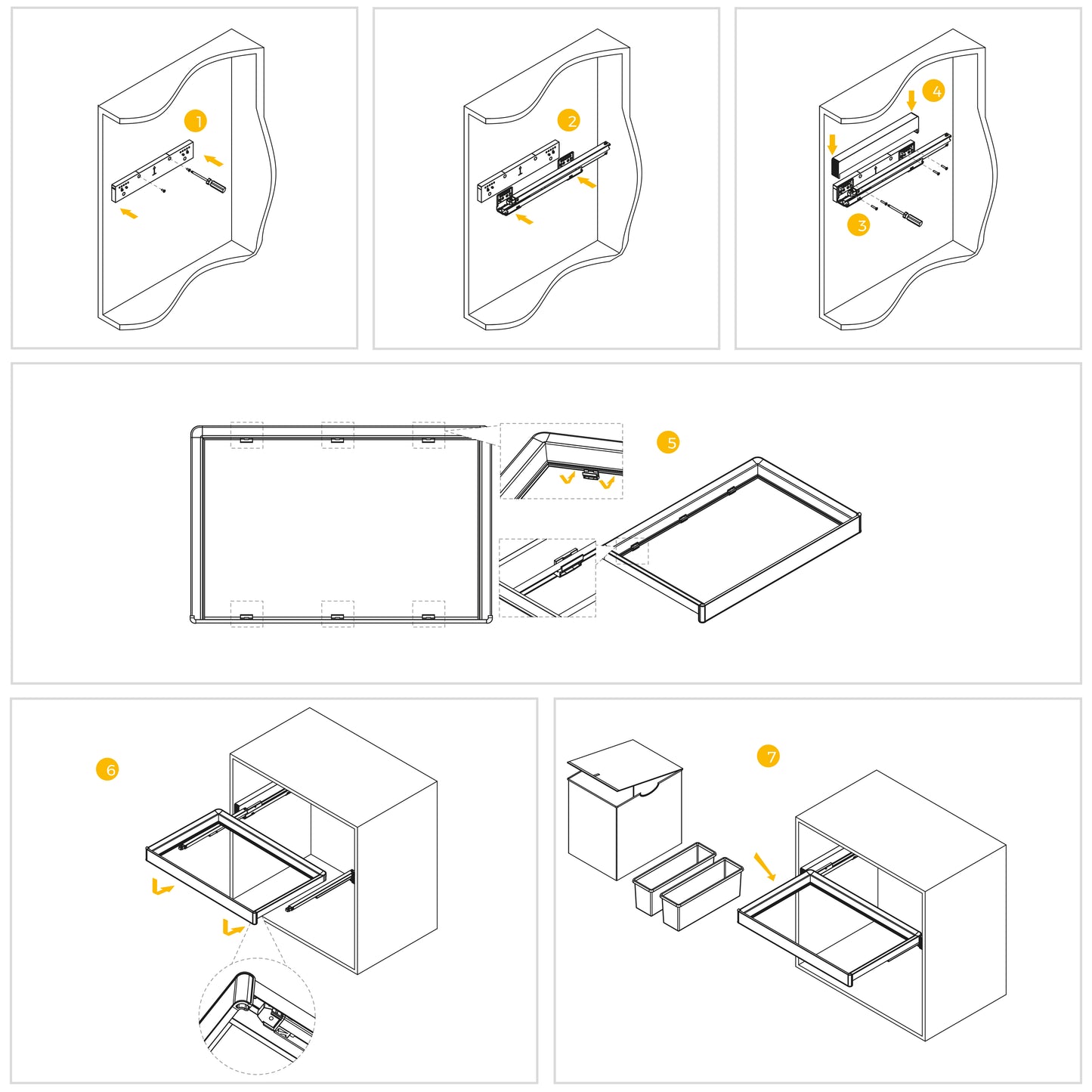 Emuca Kit 2 vassoio ausiliario, 1 cesto portabiancheria e telaio regolabile Quartz per armadi, chiusura ammortizzata e estrazione totale, modulo 80 cm, finitura Titanio