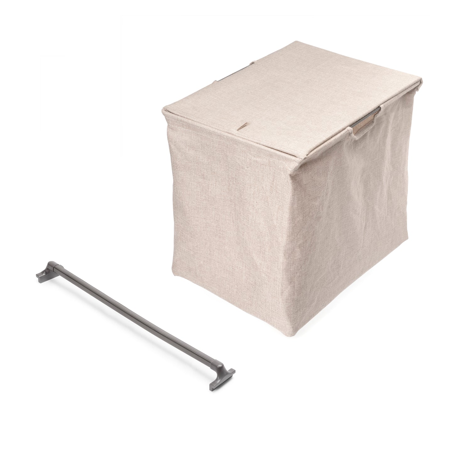 Emuca Kit portapantaloni a 7 aste, cesto portabiancheria e telaio regolabile Quartz per armadi, chiusura ammortizzata e estrazione totale, modulo 90 cm, finitura Titanio