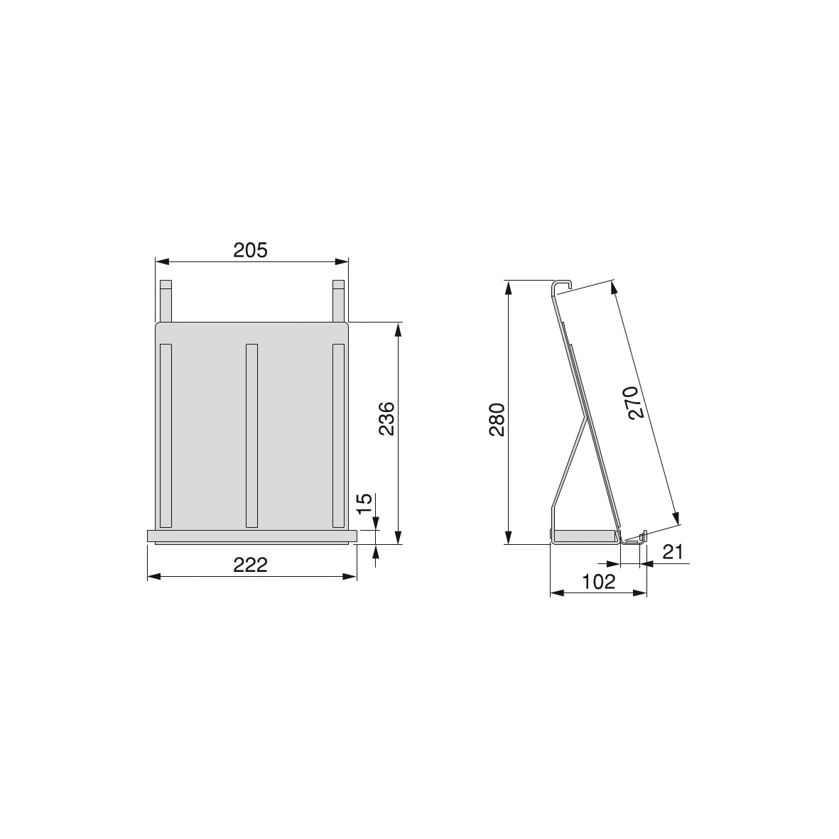 Emuca Porta tablet Titane, Acciaio, Grigio antracite