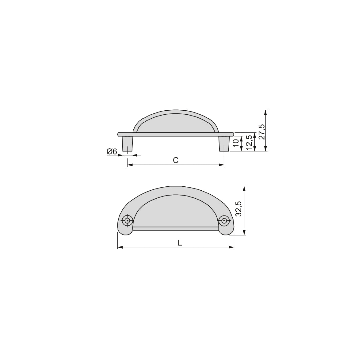 Emuca Maniglia per mobili Alberic, L77mm, interasse 64mm, Zama, Bronzato