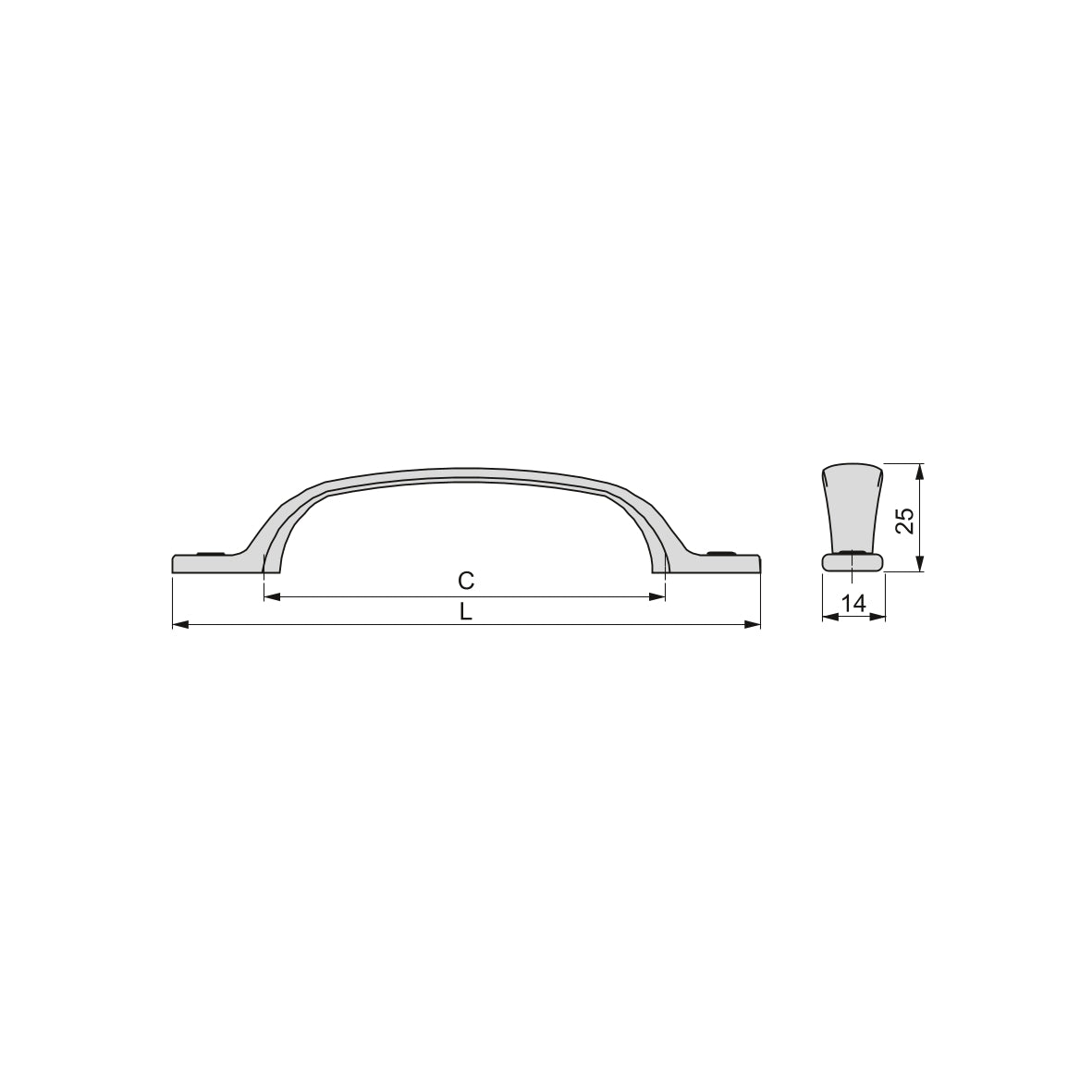 Emuca Maniglia per mobili Nairobi, L139mm, interasse 96mm, Zama, Bronzato
