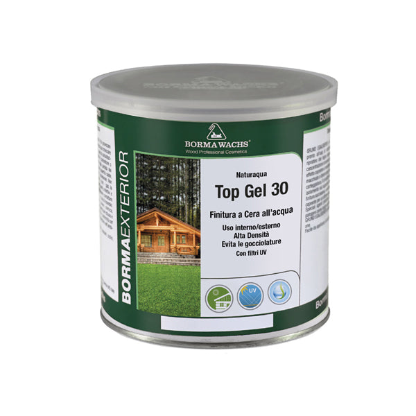 naturaqua top gel 30 gloss finitura cerata non sfogliante ad acqua per legno 750 ml borma wachs