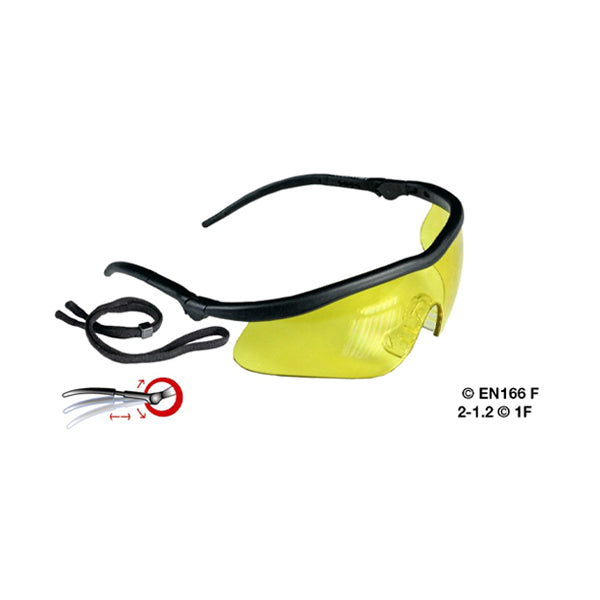 occhiali di protezione con aste regolabili lenti giallo ambra