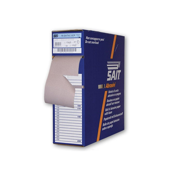 CARTA ABRASIVA CON SUPPORTO SPUGNA SAITAC SOF 6A EVOLUTION 1,25mt x 115mm
