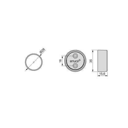 Emuca Lotto di 2 tubi appendiabiti rotondi D.28mm per armadi lunghezza 1,15m con reggitubi, Alluminio e Zama, Verniciato nero