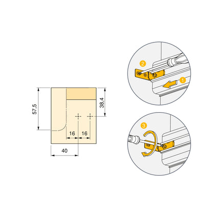 Emuca Kit di 2 profili superiori Gola per mobili da cucina, lunghezza 2,35m, con accessori, Alluminio, Verniciato nero