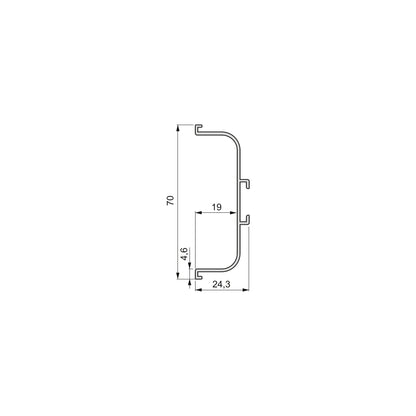 Emuca Kit di 2 profili centrali Gola per mobili da cucina, lunghezza 2,35m, con accessori, Alluminio, Verniciato bianco