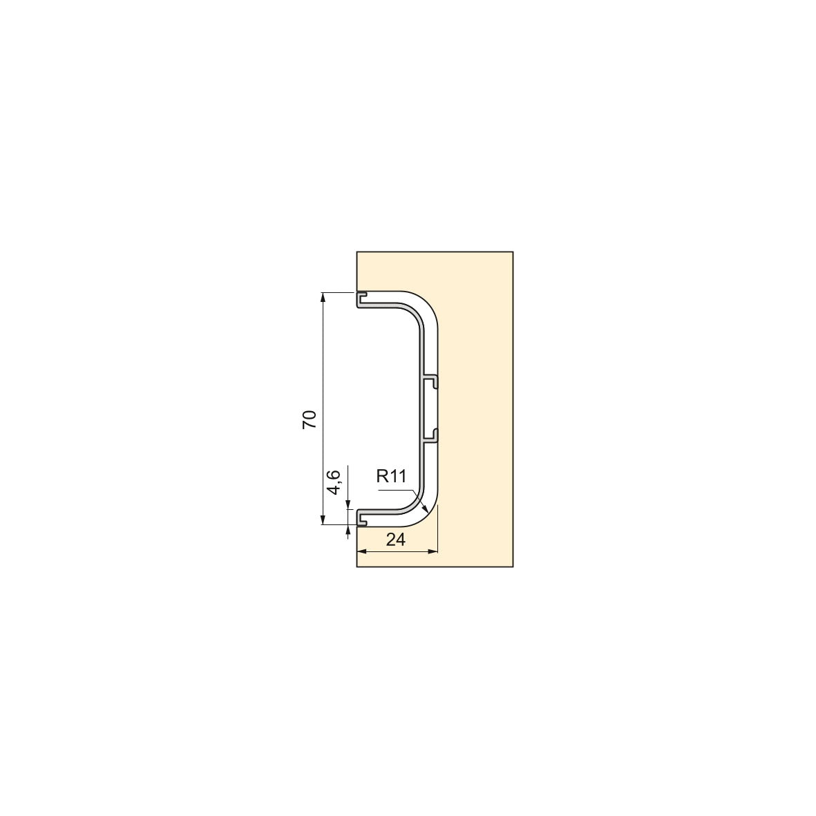 Emuca Kit di 2 profili centrali Gola per mobili da cucina, lunghezza 2,35m, con accessori, Alluminio, Verniciato bianco