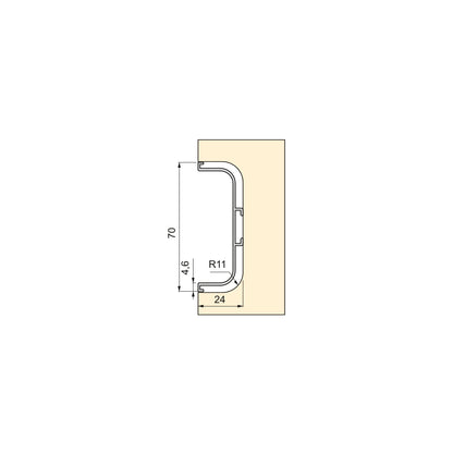 Emuca Kit di 2 profili centrali Gola per mobili da cucina, lunghezza 2,35m, con accessori, Alluminio, Verniciato bianco