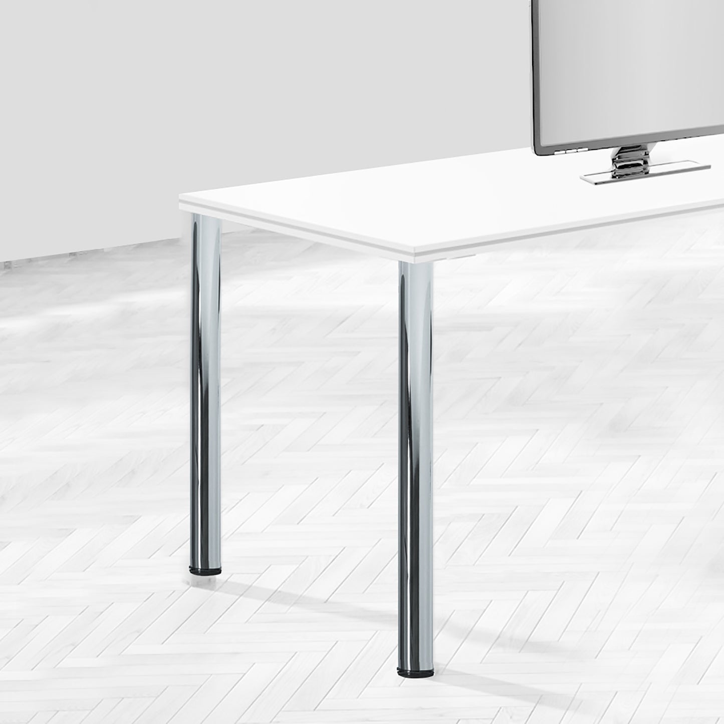 Emuca Lotto di 4 gambe per tavolo, diametro 60mm, H 830mm, Acciaio, Verniciato alluminio