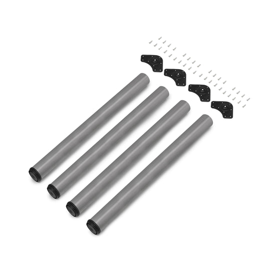 Emuca Lotto di 4 gambe per tavolo, diametro 60mm, H 830mm, Acciaio, Verniciato alluminio