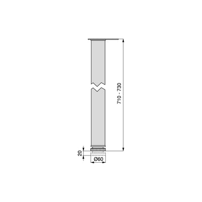 Emuca Lotto di 4 gambe per tavolo, diametro 60mm, H 710mm, Acciaio, Cromato lucido
