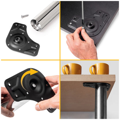 Emuca Lotto di 4 gambe per tavolo, diametro 60mm, H 710mm, Acciaio, Cromato lucido