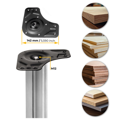 Emuca Lotto di 4 gambe per tavolo, diametro 60mm, H 710mm, Acciaio, Cromato lucido