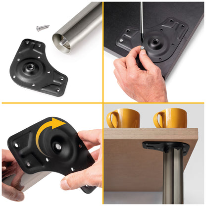 Emuca Lotto di 4 gambe per tavolo, diametro 60mm, H 710mm, Acciaio, Nichel satinado