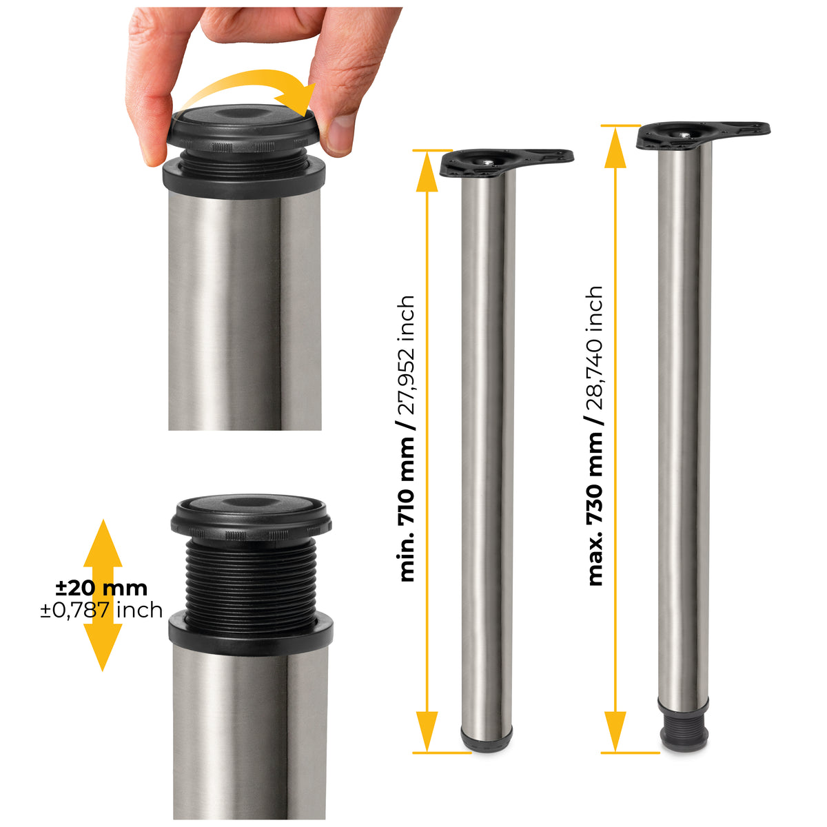 Gambe per tavola diametro 60mm di acciaio