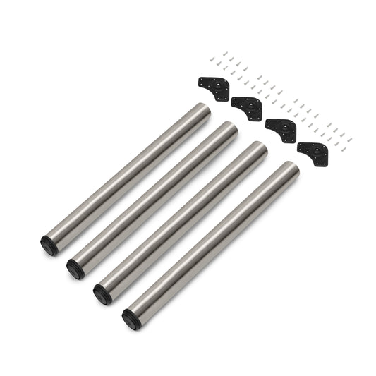 Emuca Lotto di 4 gambe per tavolo, diametro 60mm, H 710mm, Acciaio, Nichel satinado