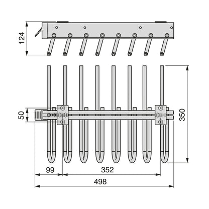Emuca Portapantaloni estraibile, Destro, Acciaio e Tecnoplastica, Titanio