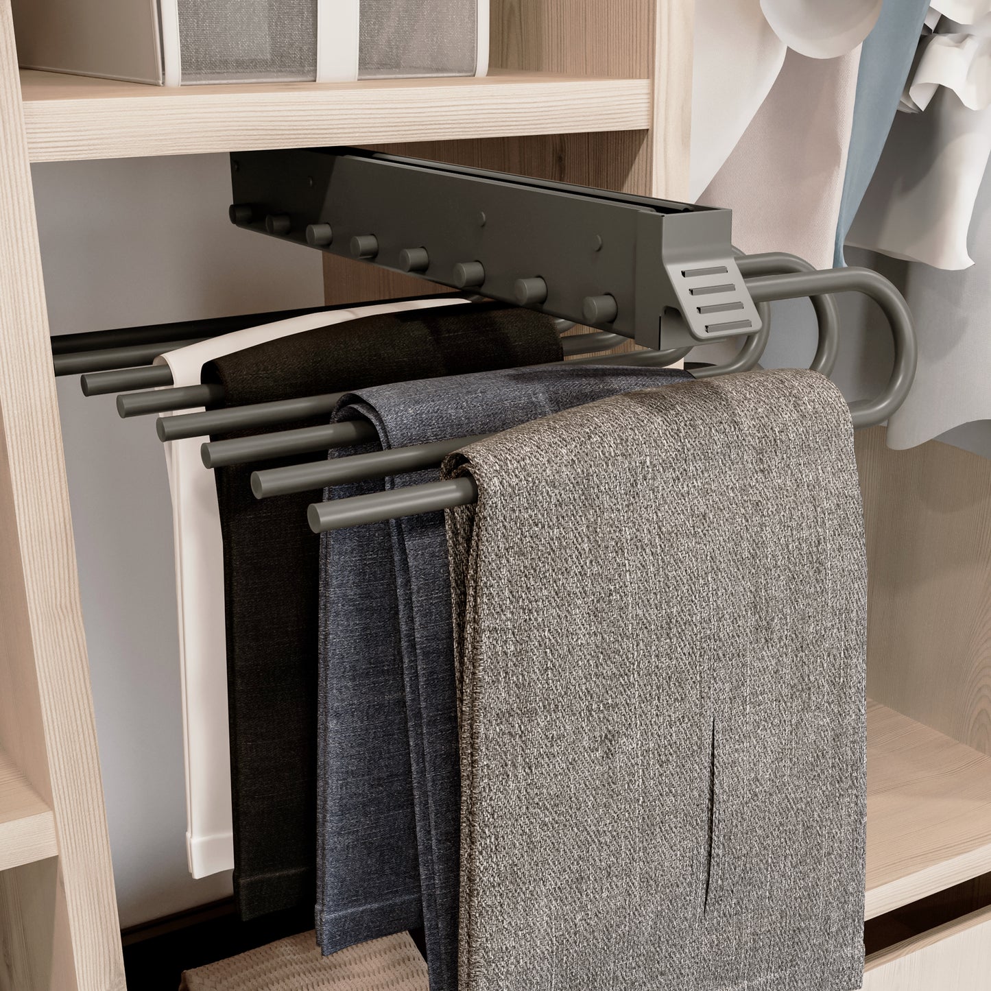 Emuca Portapantaloni estraibile, Destro, Acciaio e Tecnoplastica, Titanio