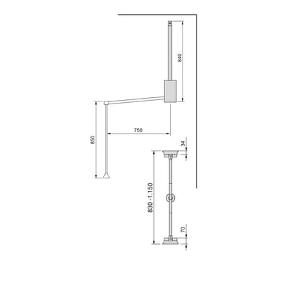 Emuca Appendiabiti per armadio Hang, larghezza regolabile 830-1150 mm, Acciaio e Tecnoplastica, Cromato lucido