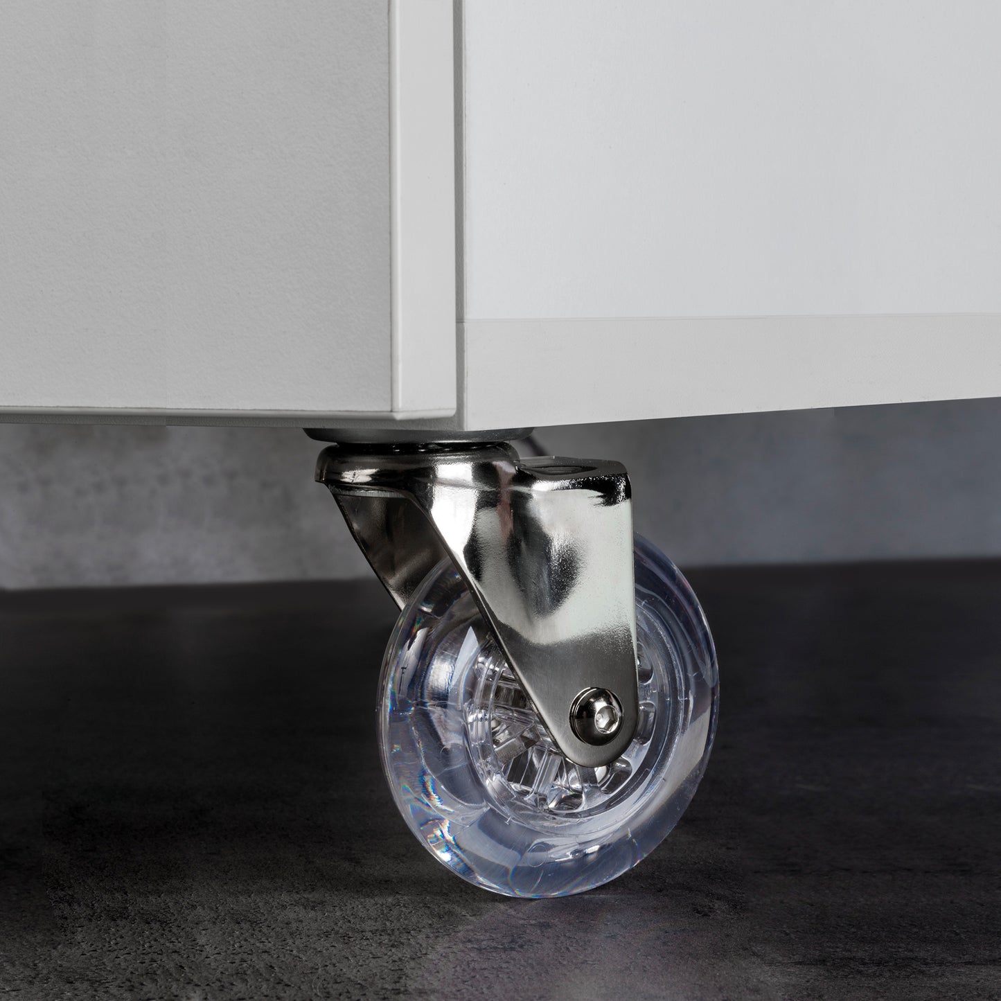 Emuca Lotto di 4 ruote Slip trasparenti con piastra di montaggio, diametro 75 mm, Acciaio e Tecnoplastica