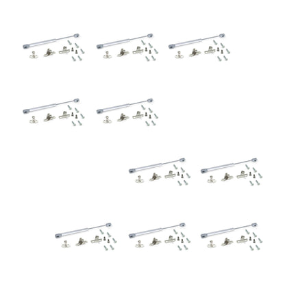 Emuca Lotto di 10 braccetti per porte elevabili H, 8 kg, corsa 80 mm, con agganci, Acciaio e Tecnoplastica, Grigia metallizzata