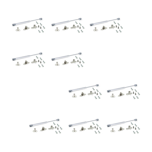Emuca Lotto di 10 braccetti per porte elevabili H, 8 kg, corsa 80 mm, con agganci, Acciaio e Tecnoplastica, Grigia metallizzata