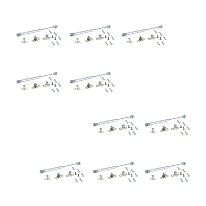 Emuca Lotto di 10 braccetti per porte elevabili H, 8 kg, corsa 100 mm, con agganci, Acciaio e Tecnoplastica, Grigia metallizzata