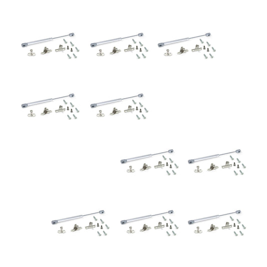 Emuca Lotto di 10 braccetti per porte elevabili H, 8 kg, corsa 100 mm, con agganci, Acciaio e Tecnoplastica, Grigia metallizzata