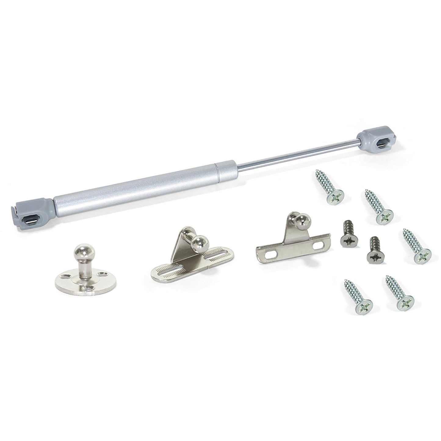 Emuca Lotto di 10 braccetti per porte elevabili H, 5 kg, corsa 80 mm, con agganci, Acciaio e Tecnoplastica, Grigia metallizzata