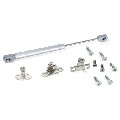 Emuca Lotto di 10 braccetti per porte elevabili H, 5 kg, corsa 80 mm, con agganci, Acciaio e Tecnoplastica, Grigia metallizzata