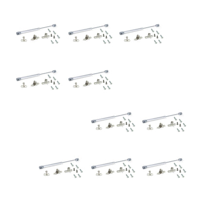 Emuca Lotto di 10 braccetti per porte elevabili H, 5 kg, corsa 80 mm, con agganci, Acciaio e Tecnoplastica, Grigia metallizzata
