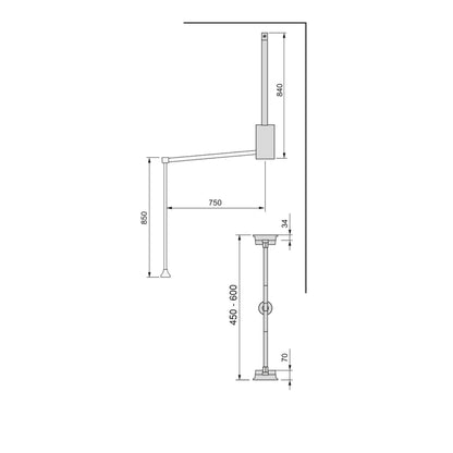 Emuca Appendiabiti per armadio Hang, larghezza regolabile 450-600 mm, Acciaio e Tecnoplastica, Verniciato moka