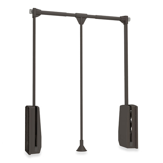 Emuca Appendiabiti per armadio Hang, larghezza regolabile 450-600 mm, Acciaio e Tecnoplastica, Verniciato moka