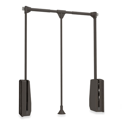 Emuca Appendiabiti per armadio Hang, larghezza regolabile 600-830 mm, Acciaio e Tecnoplastica, Verniciato moka