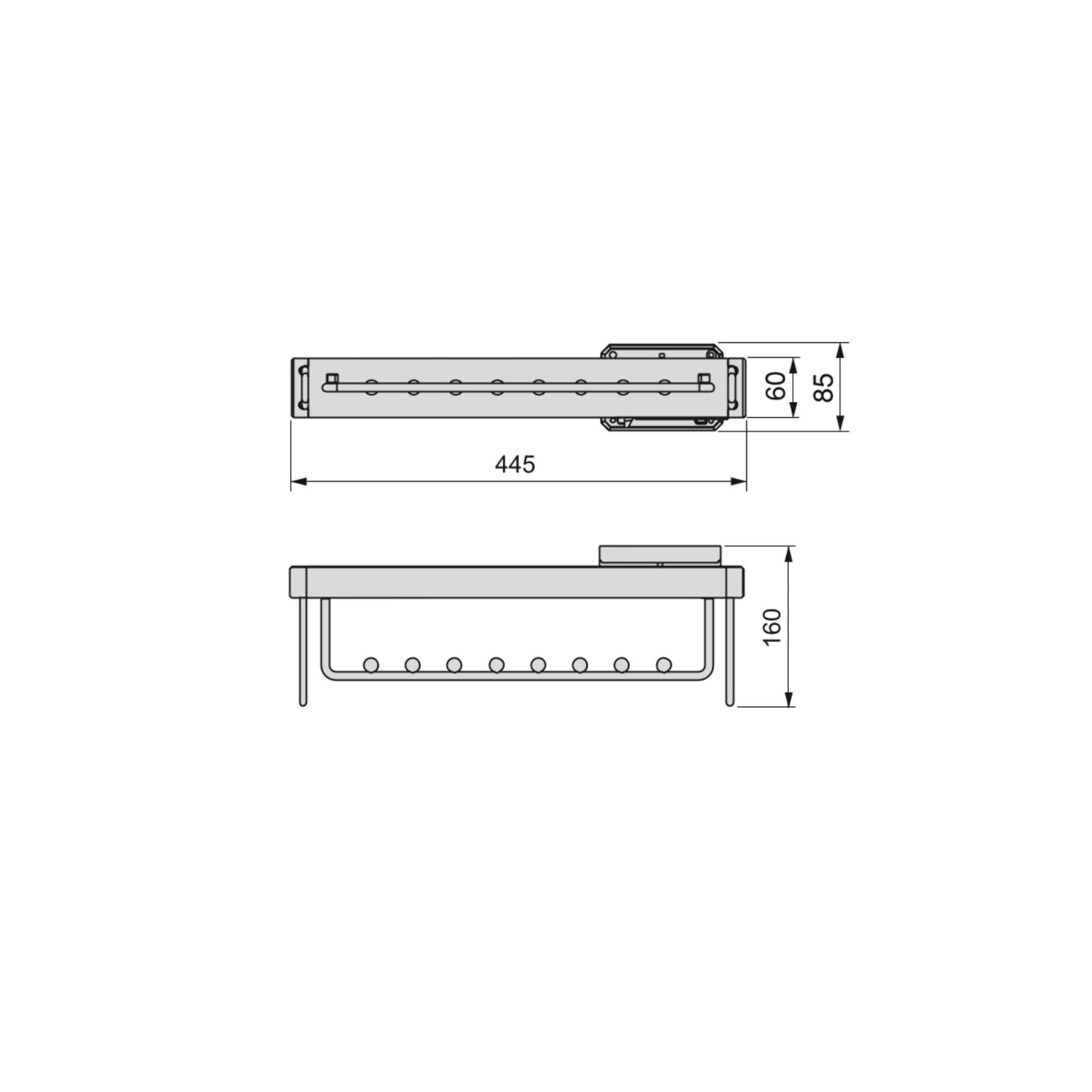 Emuca Appendiabiti estraibile Moka, Tecnoplastica e Alluminio, Verniciato moka