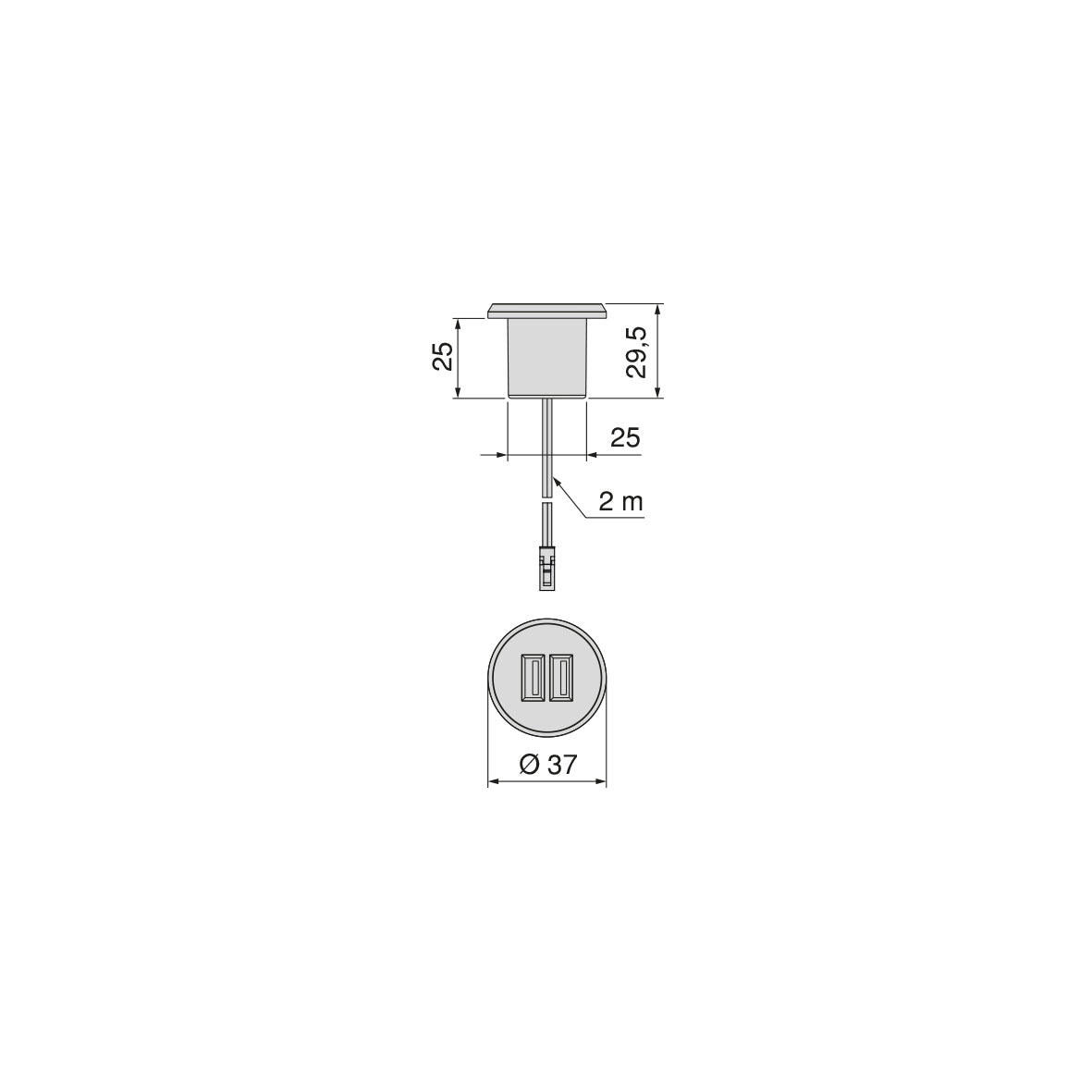 Emuca Kit di connettori di ricarica USB Plugy, include convertitore e 2 USB tipo A, diametro 25 mm, Tecnoplastica, Grigio metallizzata