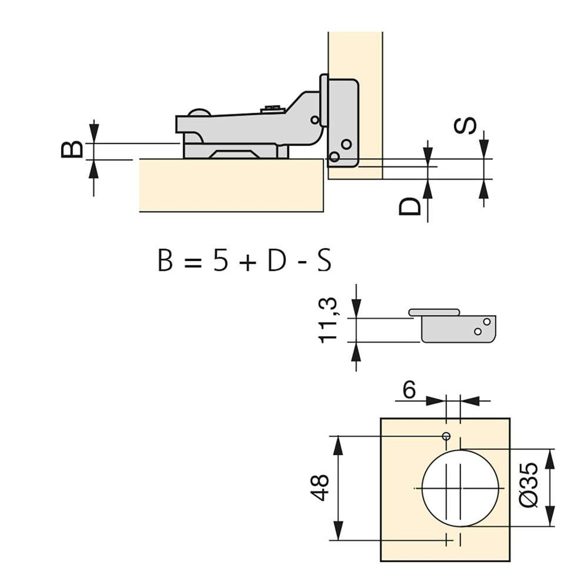 Kit cerniera mezzo collo X91 con chiusura ammortizzata, basette per vite
