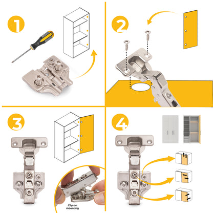 Kit cerniera mezzo collo X91 con chiusura ammortizzata, basette per vite