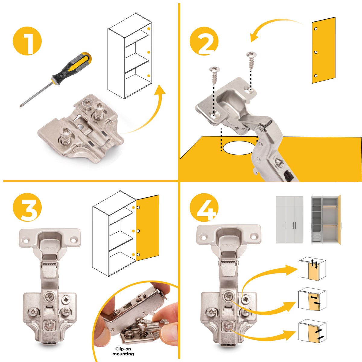 Kit cerniera collo alto X91 con chiusura ammortizzata e basetta
