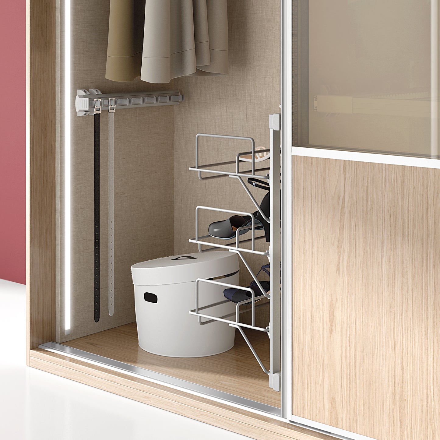 Emuca Porta-cintura laterlae estraibile, Anodizzato opaco, Tecnoplastica e Alluminio