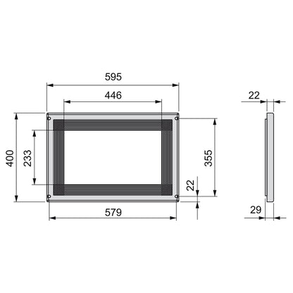 Emuca Cornice per microonde, per installazione a incasso in mobili da cucina, modulo 600mm, 600x400mm, Tecnoplastica, Nichel satinado