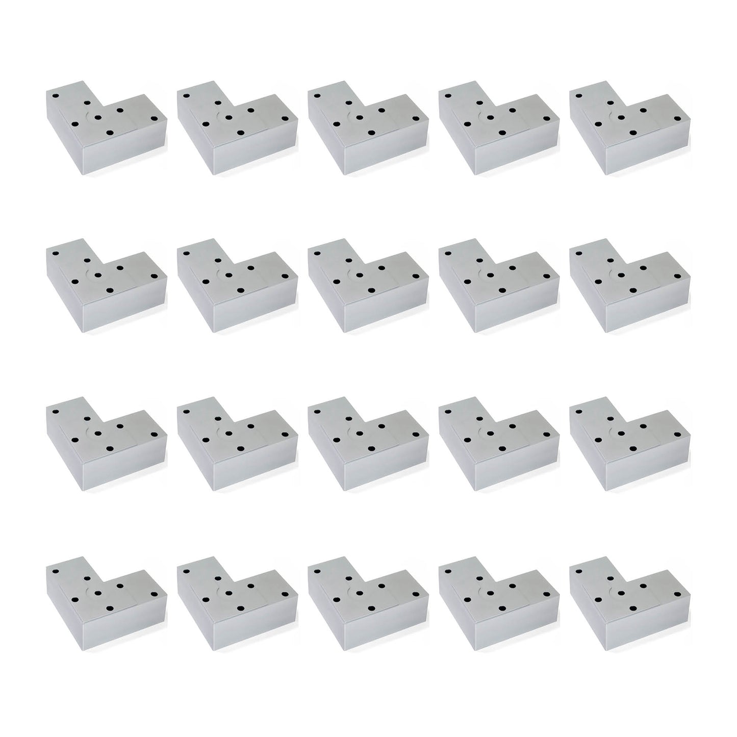 Emuca Lotto di 20 piedini per mobili Alumix 8, altezza 24 mm, Tecnoplastica, Verniciato alluminio